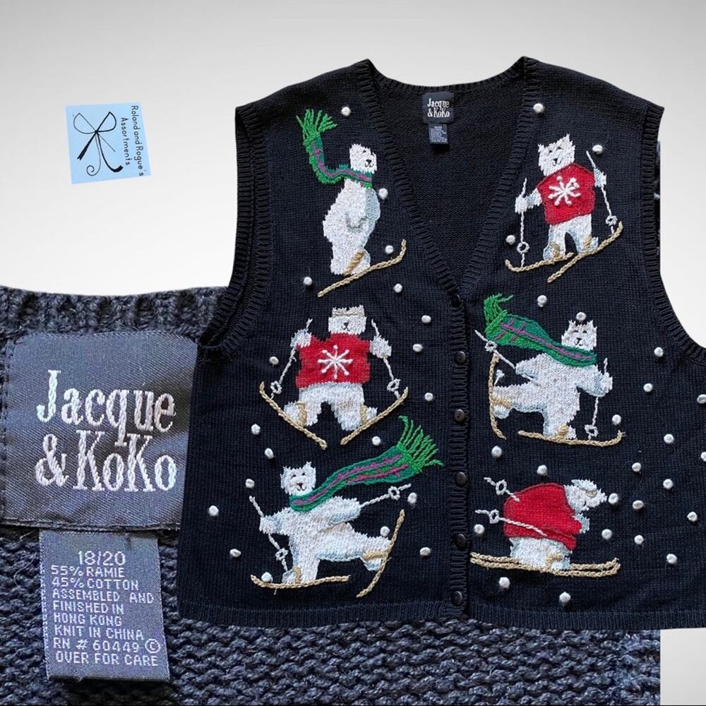 Jacque and Koko Polar Bear Christmas/Holiday Winter Sweater Vest Sz 18/20